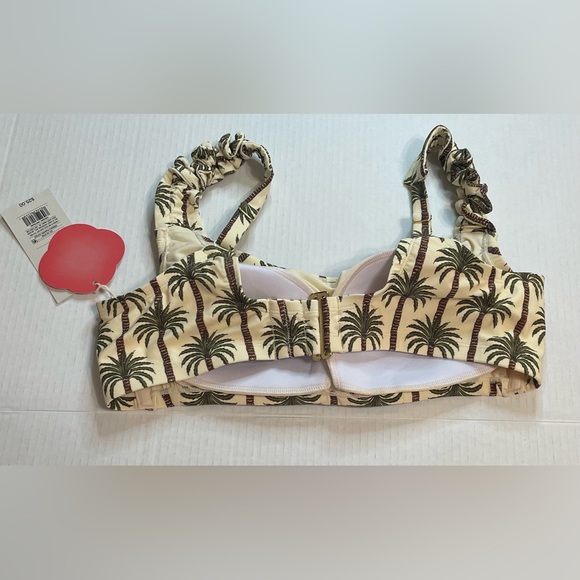 Womens Aguabendita Bikini Top Cream and Olive with Palm Trees - Picture 4 of 6